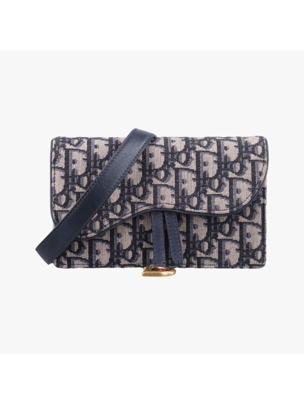 Dior Saddle Navy Gray Jacquard Shoulder Bag